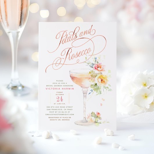 Boho Floral Petals en Prosecco Vrijgezellenfeest Kaart