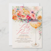Boho Floral Petals en Prosecco Vrijgezellenfeest Kaart (Voorkant)