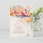 Boho Floral Petals en Prosecco Vrijgezellenfeest Kaart (Staand voorkant)