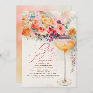 Boho Floral Petals en Prosecco Vrijgezellenfeest Kaart