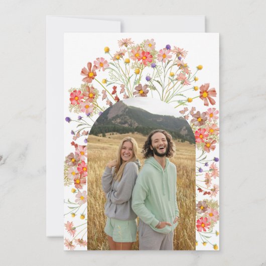Boho Floral Photo Arch Wedding Save The Date (Achterkant)