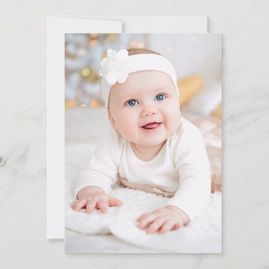 Boho Floral Photo Baptism Invitation Kaart (Achterkant)