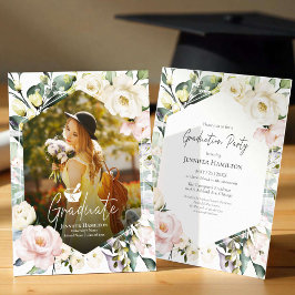 Boho Floral Photo Pharmacy School Afstudeerfeest Kaart