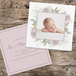 Boho  Floral Pink Baby Botanische Floral Aankondiging