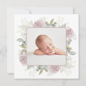 Boho Floral Pink Baby Botanische Floral Aankondiging (Voorkant)