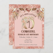 Boho Floral Pink Cowgirl 1e verjaardag Kaart (Voorkant / Achterkant)