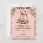 Boho Floral Pink Cowgirl Birthday Rodeo Kaart (Voorkant)