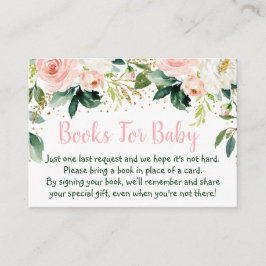 Boho Floral Pink Gold Baby shower Book Request Informatiekaartje