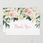Boho Floral Pink Gold Birthday Hartelijk dank Bedankkaart (Voorkant / Achterkant)