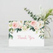 Boho Floral Pink Gold Birthday Hartelijk dank Bedankkaart (Staand voorkant)