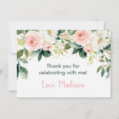 Boho Floral Pink Gold Birthday Hartelijk dank Bedankkaart (Achterkant)