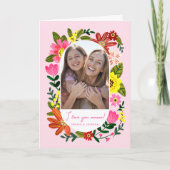 Boho floral pink mothers day card kaart (Voorkant)