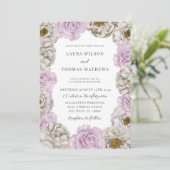 Boho Floral Pink & Off White Waterverf Weddenschap Kaart (Staand voorkant)