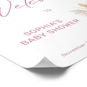 Boho Floral Pink Pumpkin Baby shower Welkom Poster (Hoek)