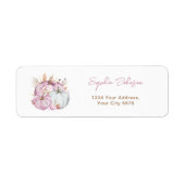 Boho Floral Pink Pumpkins Baby shower Adres Etiket (Voorkant)