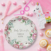 BOHO Floral Pink Rose Fern verliest Bohemen Natuur Papieren Bordje (Feest)