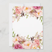 Boho Floral Pink Rustic Rozen Moderne bruiloft Kaart (Achterkant)