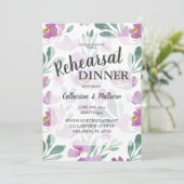 Boho Floral Pink Wedding Rehearsal Dinner Kaart (Staand voorkant)