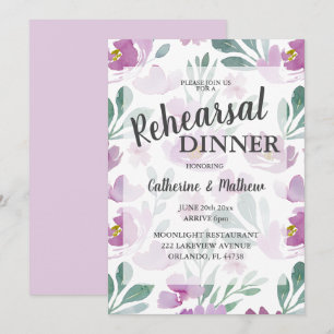 Boho Floral Pink Wedding Rehearsal Dinner Kaart