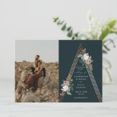 Boho floral piramid bruiloft foto slaat de datum o kaart (Staand voorkant)
