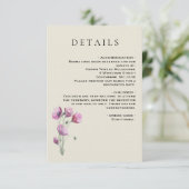 Boho Floral Plum en Beige Wedding Details Informatiekaartje (Staand voorkant)