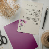 Boho Floral Plum en Beige Wedding Details Informatiekaartje