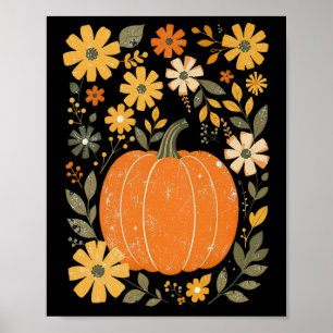 Boho Floral Pompoen Thanksgiving Herfst Herfst Vib Poster