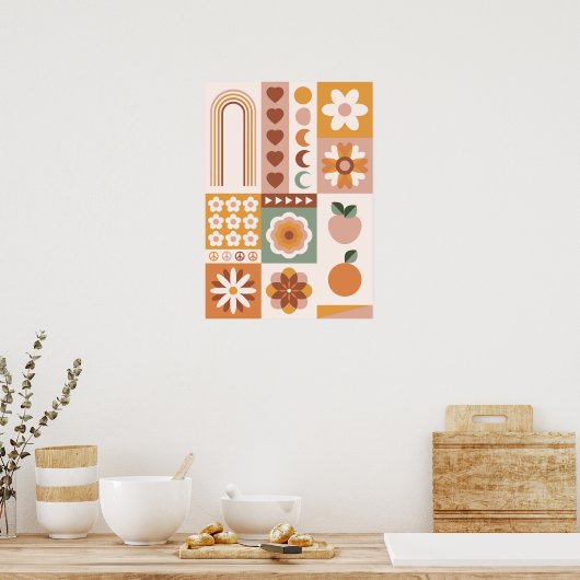 Boho Floral Poster (Keuken)