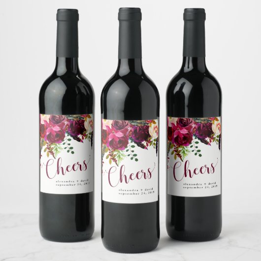 Boho Floral | Proost Wijn Etiket (Flessen)