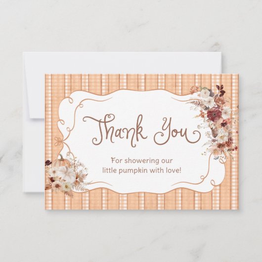 Boho Floral Pumpkin Baby shower Bedankt Card (Voorkant)
