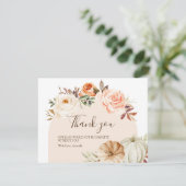 Boho Floral Pumpkin Baby shower Hartelijk dank Bedankkaart (Staand voorkant)
