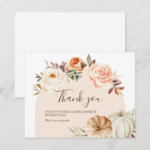 Boho Floral Pumpkin Baby shower Hartelijk dank Bedankkaart (Voorkant / Achterkant)