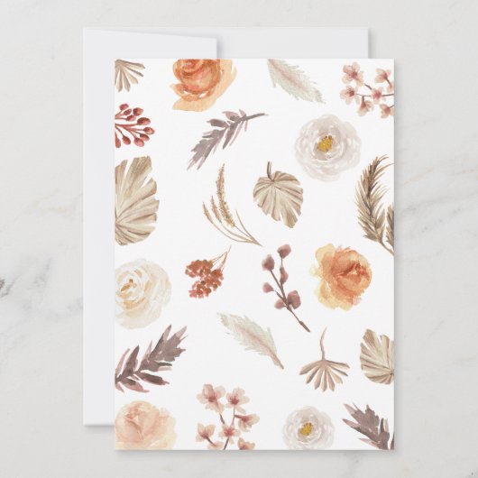 Boho Floral Pumpkin Baby shower Kaart (Achterkant)