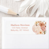 Boho Floral Pumpkin Baby shower Return Address Etiket (Insitu)