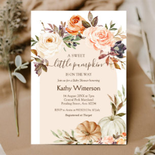 Boho Floral Pumpkin Baby shower Uitnodiging