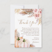 Boho Floral Pumpkin Herfst Baby shower Dank u Bedankkaart (Voorkant)