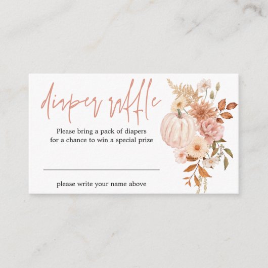 Boho Floral Pumpkin Herfst Baby shower Diaper Raff Informatiekaartje (Voorkant)