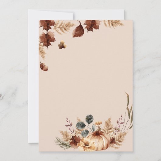 Boho Floral Pumpkin Herfst Baby shower Kaart (Achterkant)