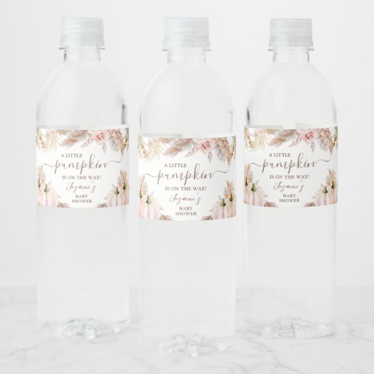Boho Floral Pumpkin Herfst Baby shower Waterfles Etiket (Flessen)