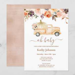 Boho Floral Pumpkin Pickup Truck Baby shower  Kaart