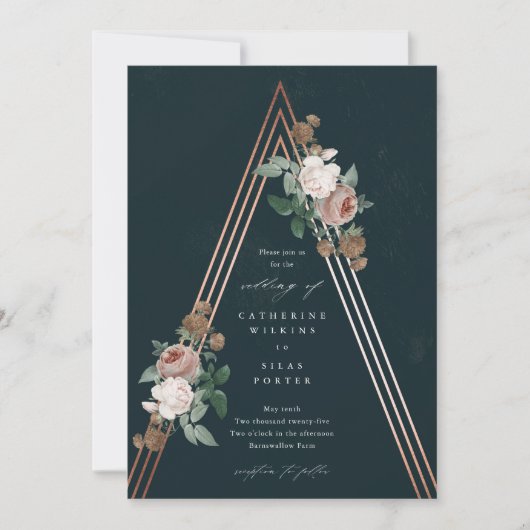 Boho Floral Pyramid Wedding Kaart (Voorkant)