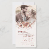 Boho Floral QR Code Foto Save The Date (Voorkant)