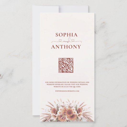 Boho Floral QR Code Foto Save The Date (Achterkant)