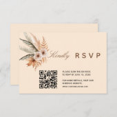 Boho Floral QR Code RSVP Card (Voorkant / Achterkant)