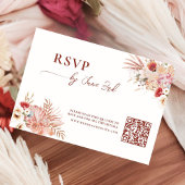 Boho Floral QR Code RSVP Wedding Kaart