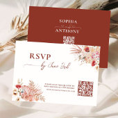 Boho Floral QR Code RSVP Wedding Kaart