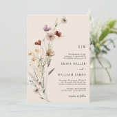 Boho Floral QR Code Wedding Kaart (Staand voorkant)