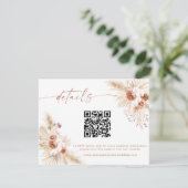 Boho Floral QR Code Wedding Website Kaart (Staand voorkant)
