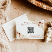 Boho Floral QR Code Wedding Website Kaart