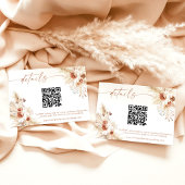Boho Floral QR Code Wedding Website Kaart